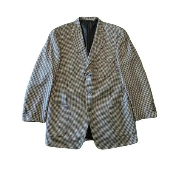 Samuelsohn Other - Samuelsohn Black Cream Houndstooth 100% Cashmere Blazer Sport Jacket Size 46 L